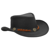 Sidewinder Shapeable Outback hat Western Style Leather Cowboy hat for Men and Women Wide Brim Vintage Old Style Black